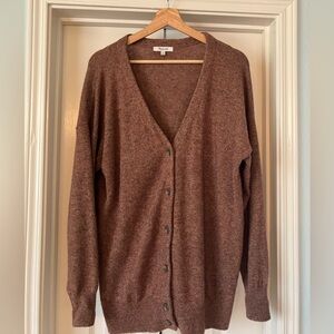 Madewell V-Neck Relaxed Cardigan, Medium, Rosehip Color.